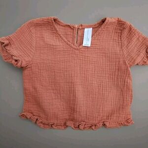 Modern Moments Gerber Girls Top 3T Ruffle Gauze Fall Auburn Autumn colored Blous